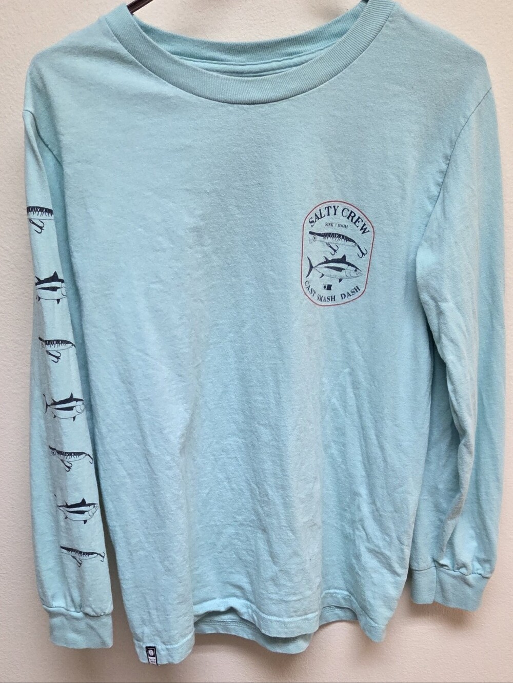 Salty Crew Light Blue Long Sleeve Tee - Fish Graphic